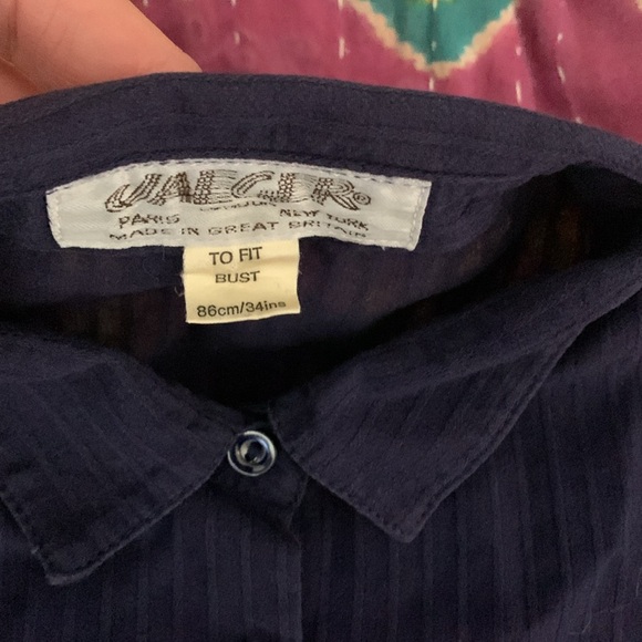 Vintage Jaeger navy blue semi-sheer cotton blouse - Picture 2 of 11